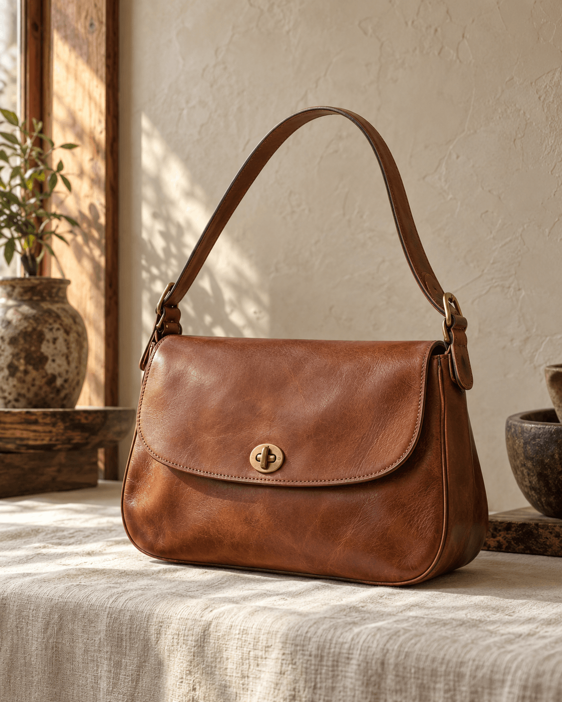 Illustrative leather bag; not item-specific condition evidence